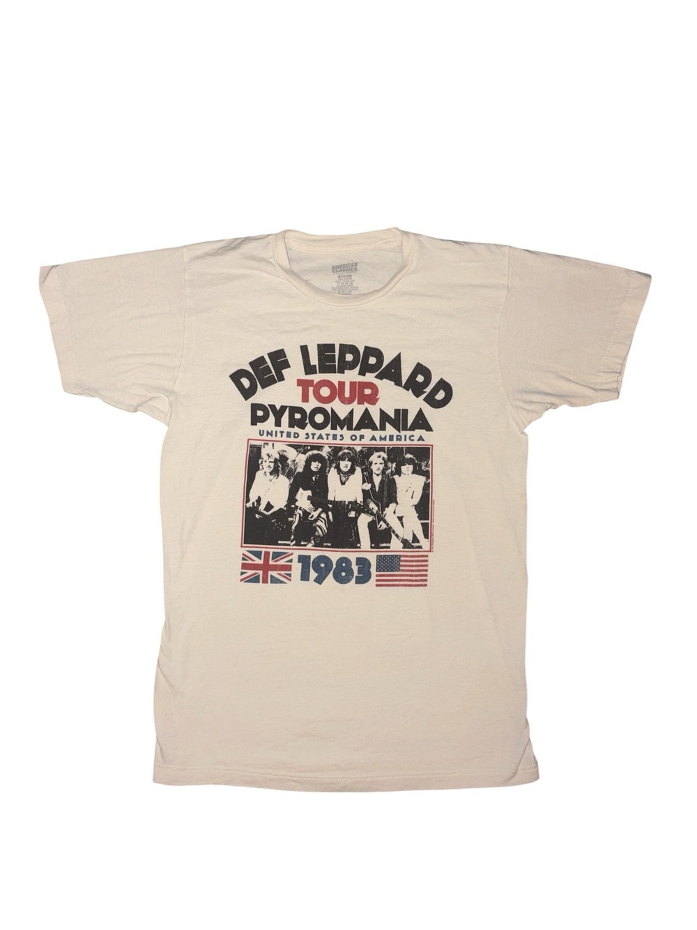 Def Leppard Pyromania Tour 1983 Graphic Tee - Cream